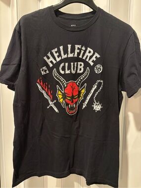 Hellfire Club Graphic Tee - Black with Red & Yellow Devil Size Large